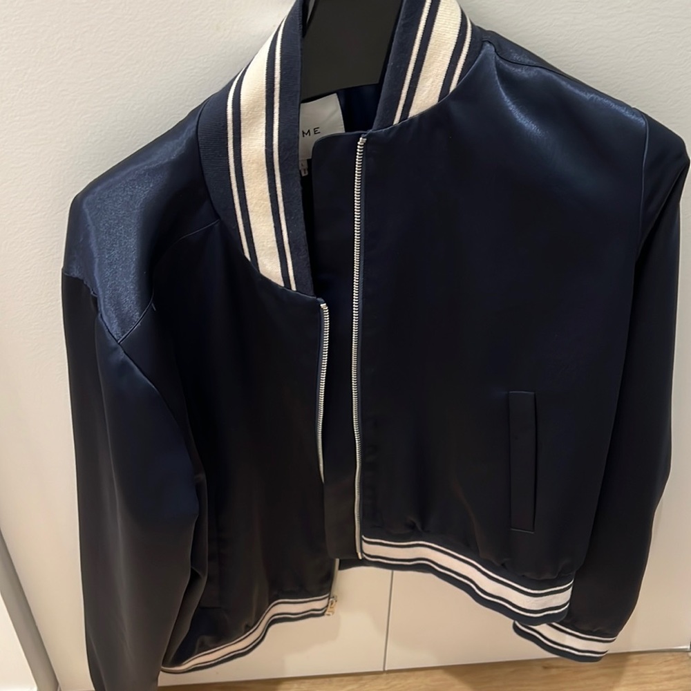 Silk navy FRAME crop coat